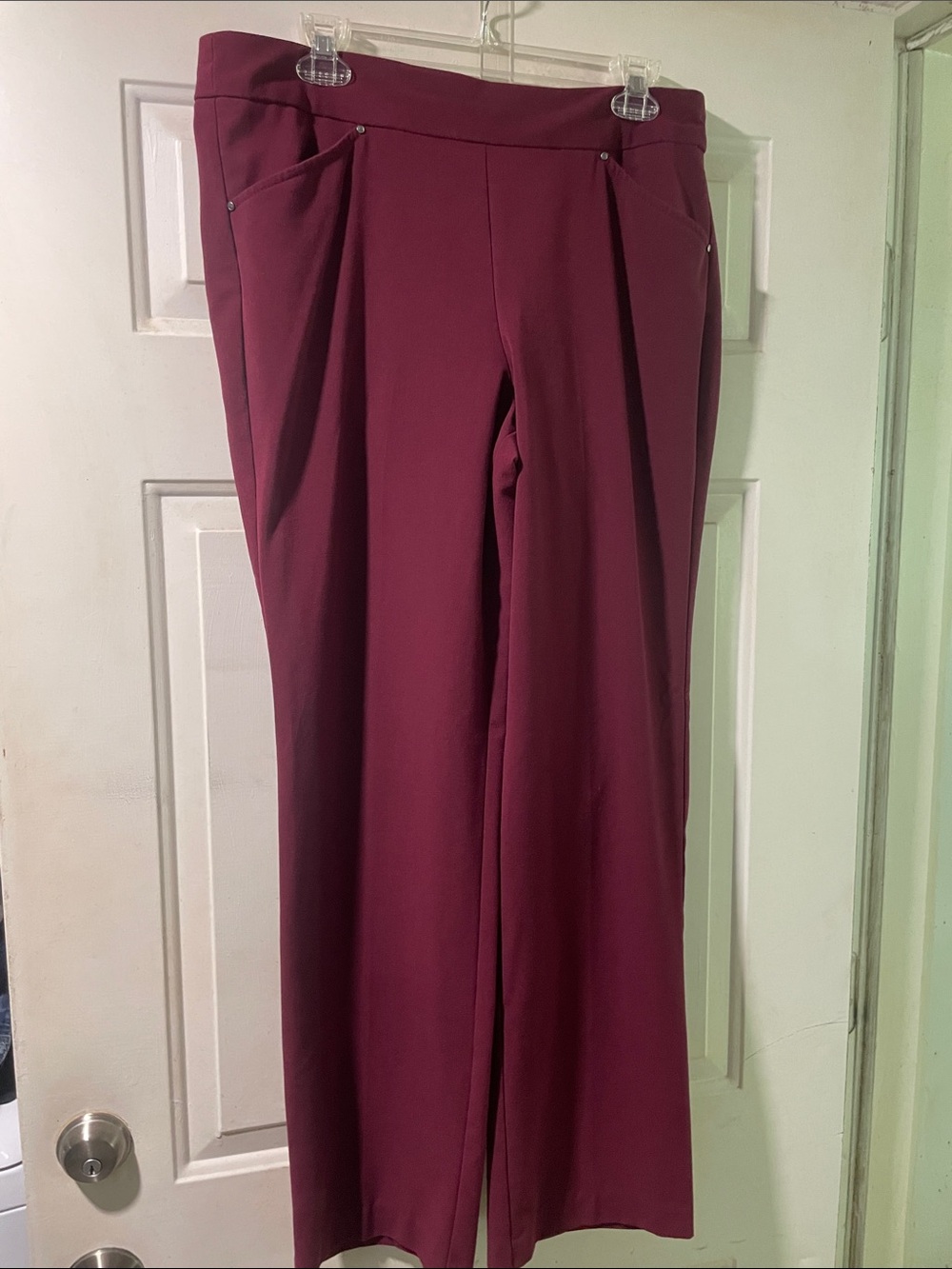 Roz & Ali Plum Wide-Leg Dress Pants